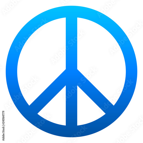 Peace symbol icon - blue simple gradient, isolated - vector