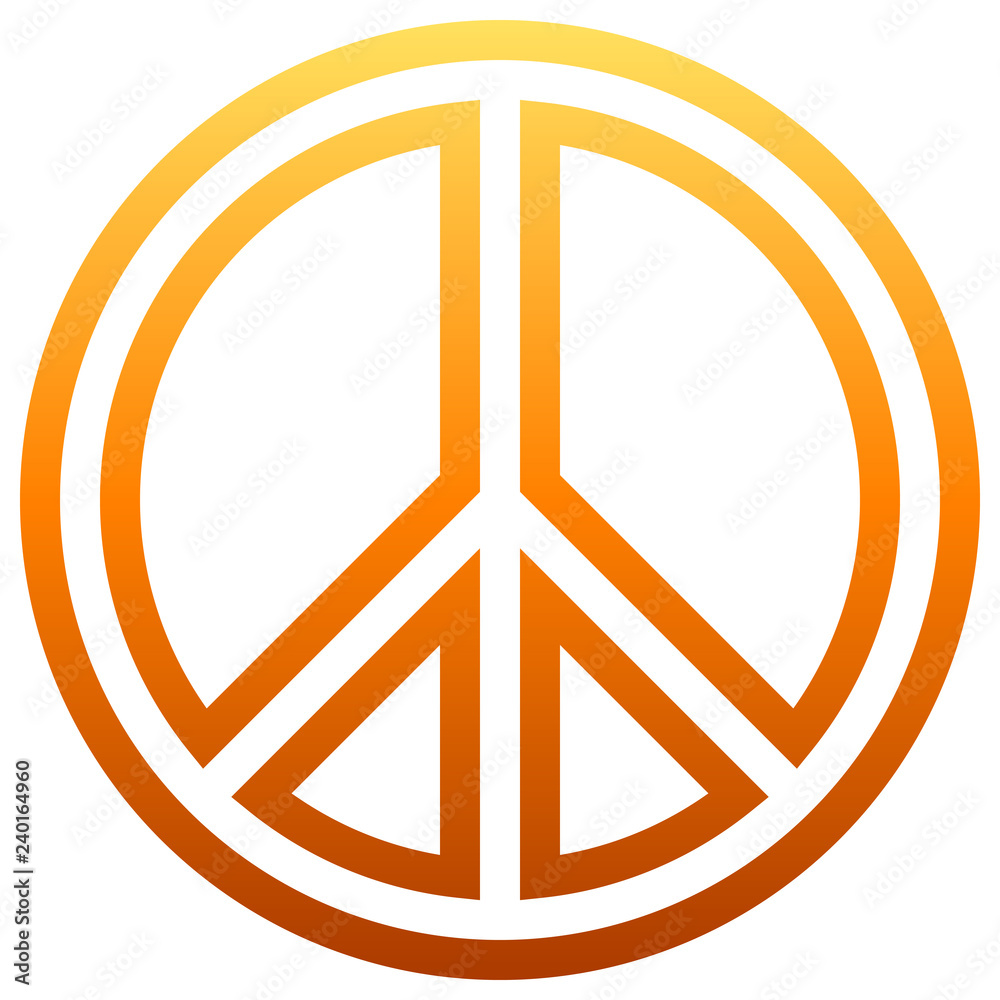 Peace symbol icon - orange simple outlined gradient, isolated - vector Peace symbol icon - orange simple outlined gradient, isolated - vector