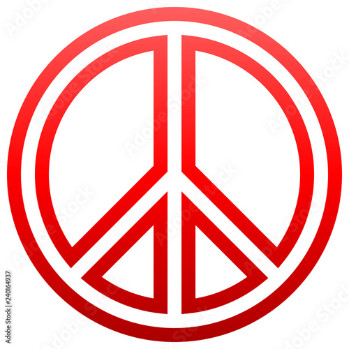 Peace symbol icon - red simple outlined gradient, isolated - vector