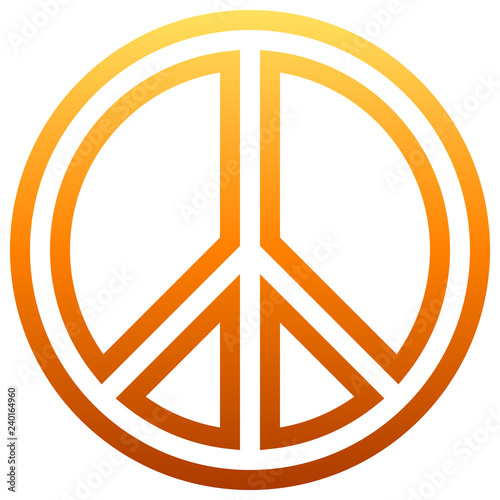 Peace symbol icon - orange simple outlined gradient, isolated - vector