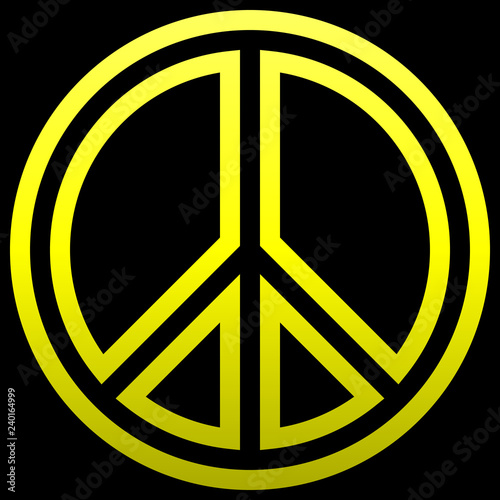 Peace symbol icon - yellow simple outlined gradient, isolated - vector