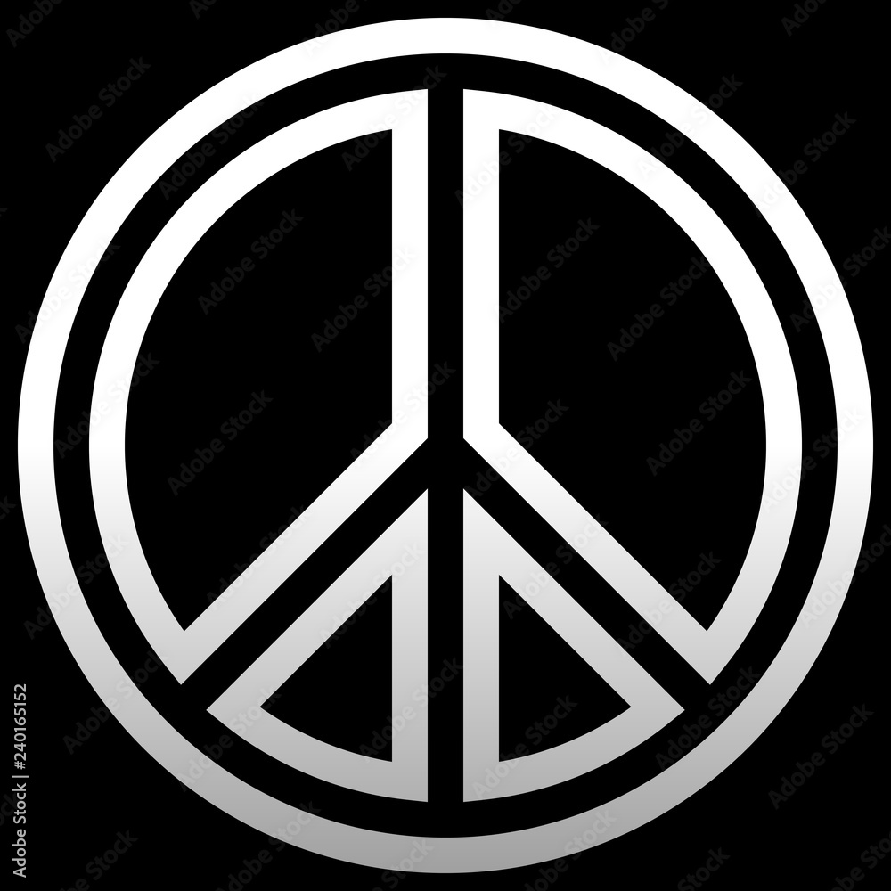 Peace symbol icon - white simple outlined gradient, isolated - vector Peace symbol icon - white simple outlined gradient, isolated - vector