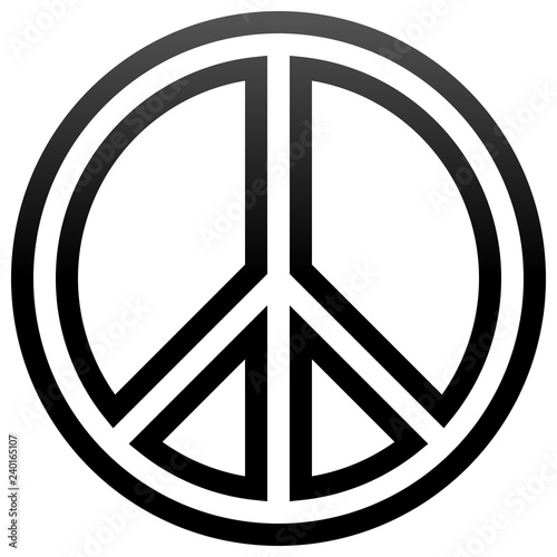Peace symbol icon - black simple outlined gradient, isolated - vector
