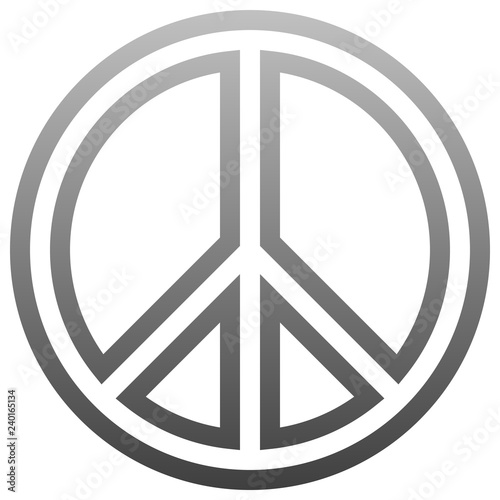 Peace symbol icon - medium gray simple outlined gradient, isolated - vector