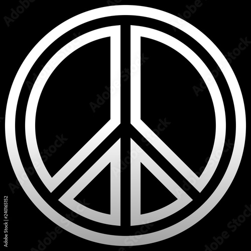 Peace symbol icon - white simple outlined gradient, isolated - vector