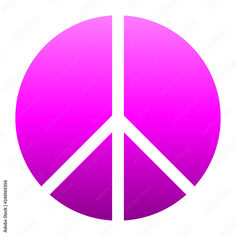 Peace symbol icon - purple simple gradient, segmented shapes, isolated - vector Peace symbol icon - purple simple gradient, segmented shapes, isolated - vector
