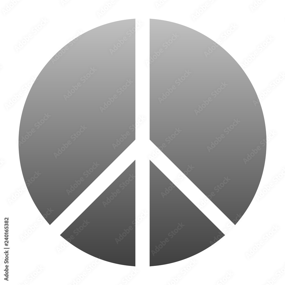 Peace symbol icon - medium gray simple gradient, segmented shapes, isolated - vector Peace symbol icon - medium gray simple gradient, segmented shapes, isolated - vector