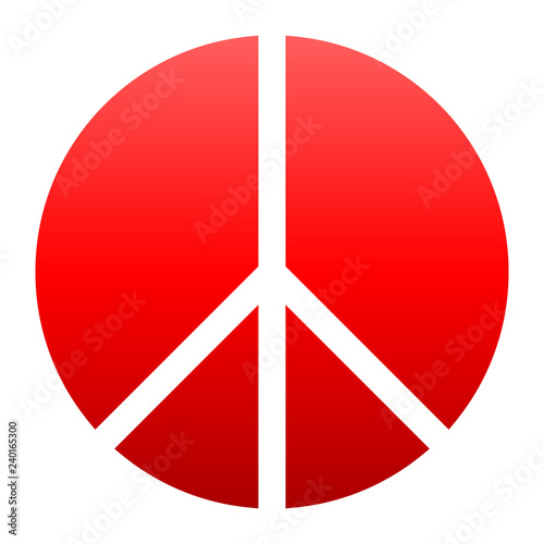 Peace symbol icon - red simple gradient, segmented shapes, isolated - vector