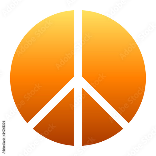 Peace symbol icon - orange simple gradient, segmented shapes, isolated - vector