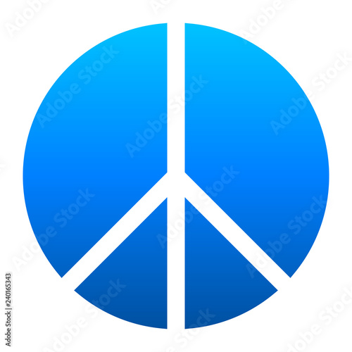 Peace symbol icon - blue simple gradient, segmented shapes, isolated - vector
