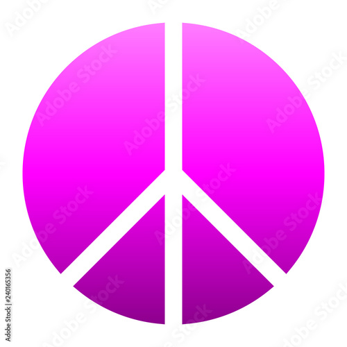 Peace symbol icon - purple simple gradient, segmented shapes, isolated - vector
