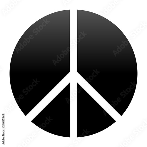 Peace symbol icon - black simple gradient, segmented shapes, isolated - vector