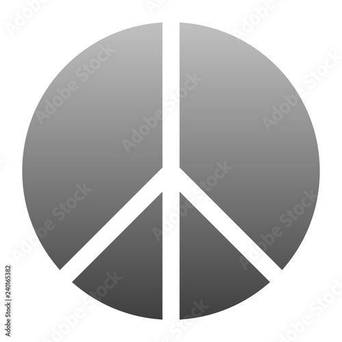 Peace symbol icon - medium gray simple gradient, segmented shapes, isolated - vector