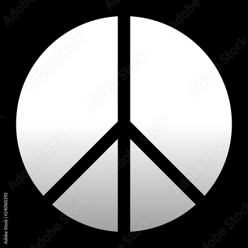 Peace symbol icon - white simple gradient, segmented shapes, isolated - vector