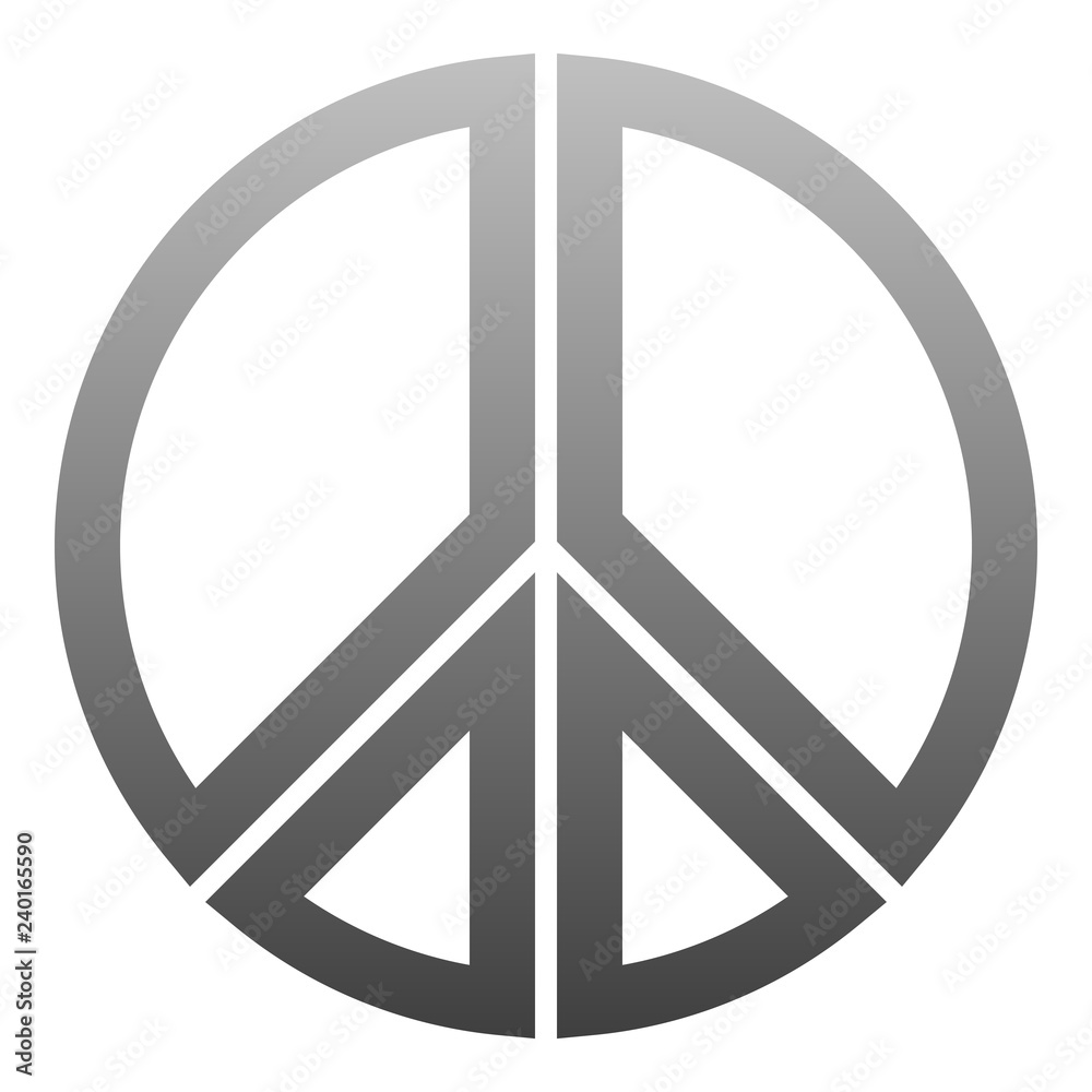 Peace symbol icon - medium gray simple gradient, segmented outlined shapes, isolated - vector Peace symbol icon - medium gray simple gradient, segmented outlined shapes, isolated - vector