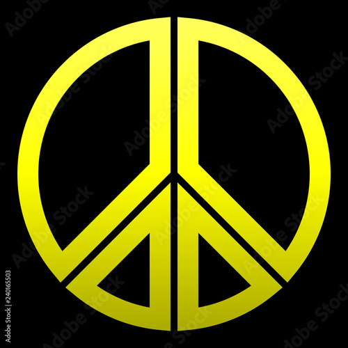 Peace symbol icon - yellow simple gradient, segmented outlined shapes, isolated - vector