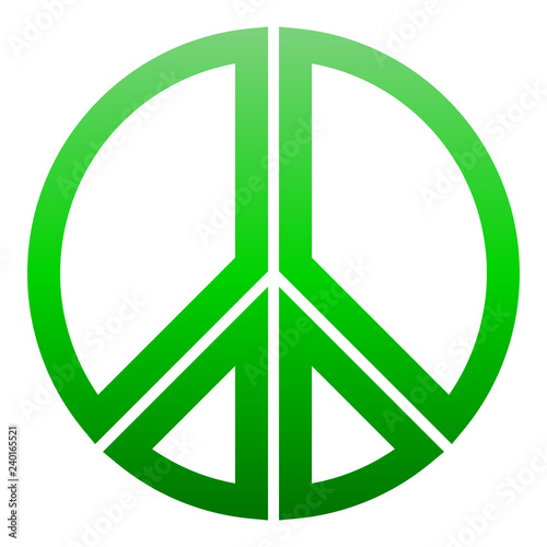Peace symbol icon - green simple gradient, segmented outlined shapes, isolated - vector