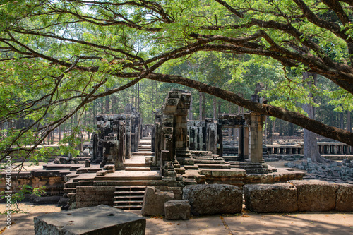 Minor structures in the gardens around the Baphuon temple mountain. reconstructed by archaeologists over 16 years following the khmer rouge conflict