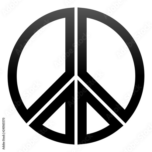 Peace symbol icon - black simple gradient, segmented outlined shapes, isolated - vector