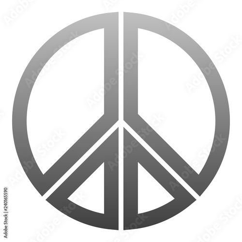 Peace symbol icon - medium gray simple gradient, segmented outlined shapes, isolated - vector