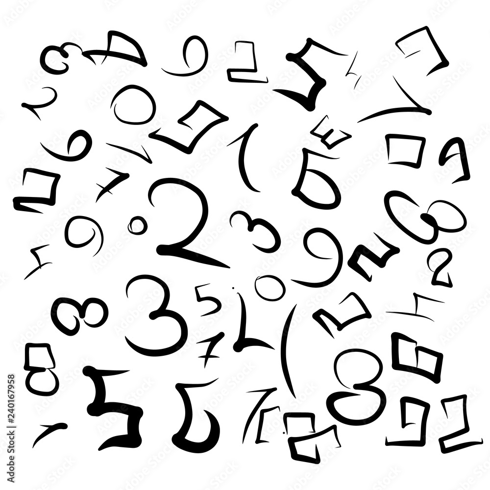 Numbers hand drawn pattern. Numbers hand drawn pattern.
