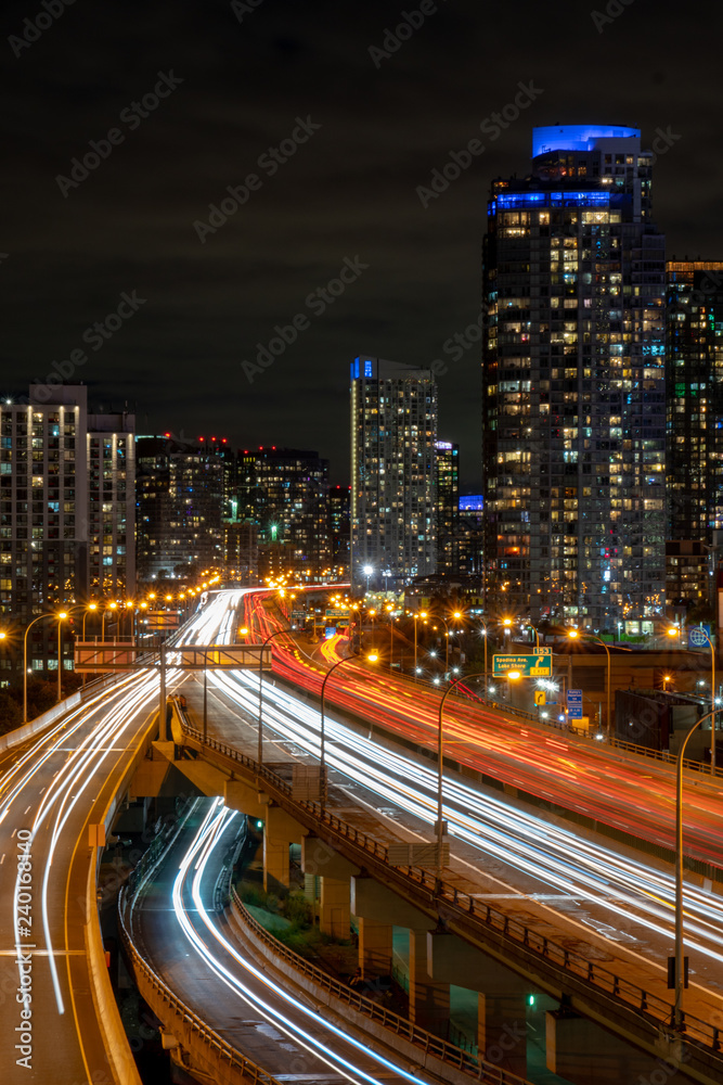 Toronto traffic night highway