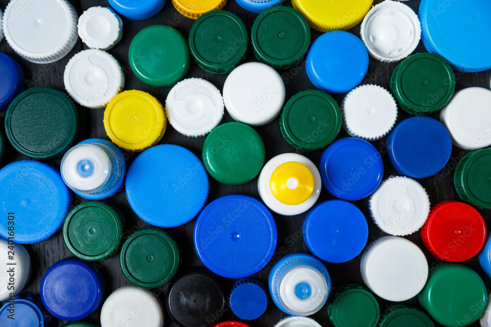 Collection of various colorful plastic screw caps Collection of various colorful plastic screw caps