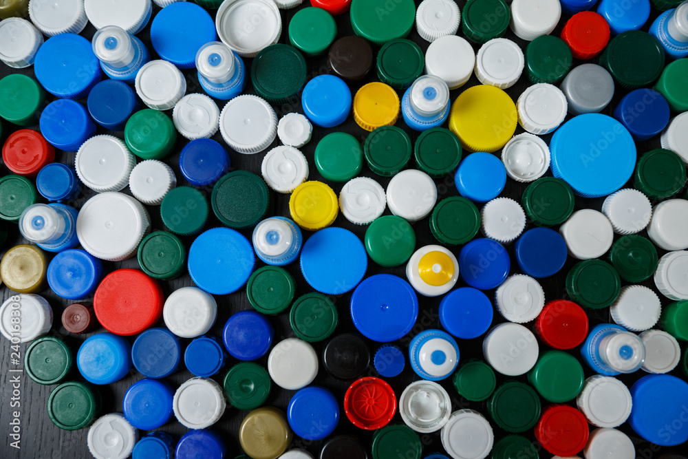 Collection of various colorful plastic screw caps Collection of various colorful plastic screw caps