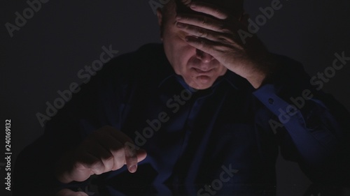 Man Using a Big Computer Touch Screen Gesticulate Analyzing Software Information