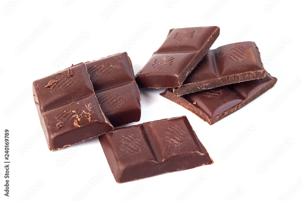 Dark Chocolate bars stack isolated on white background Dark Chocolate bars stack isolated on white background