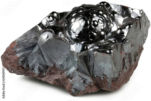 hematite (kidney ore) from Egremont, England isolated on white background photo