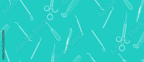Vector seamless pattern stomatology instruments