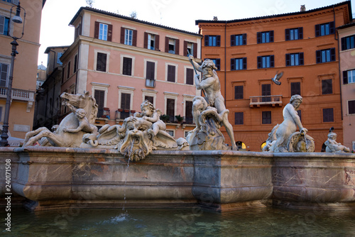 Fountain of Neptune at Piazza Navona, Rome, Italy