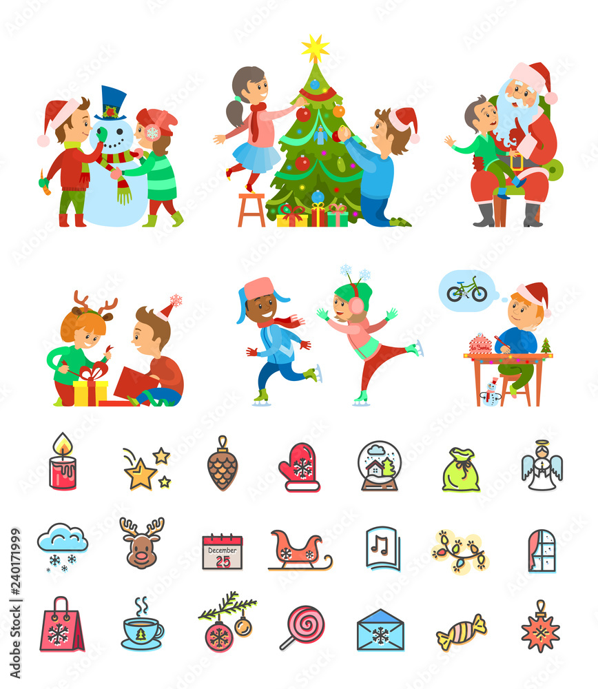 Christmas Holiday Winter Preparation and Icons