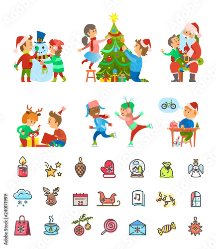 Christmas Holiday Winter Preparation and Icons