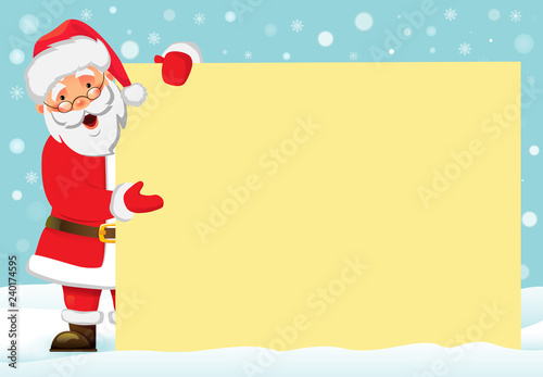 Santa Claus holding banner