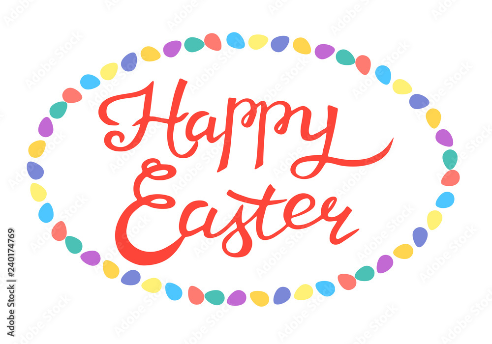 Illustration. Egg vector graphic illustration. Happy easter typography background. Easter holiday. Isolated vector illustration. Happy easter text.