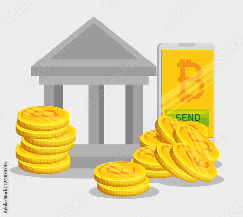 smartphone digital bitcoin currency and money
