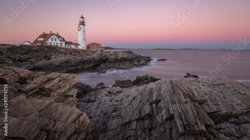Portland Head Lighthouse after sunset