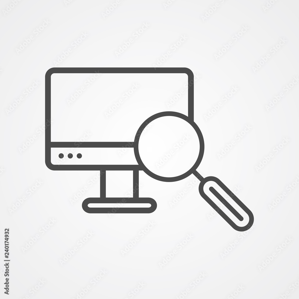 Computer monitoring vector icon sign symbol Computer monitoring vector icon sign symbol