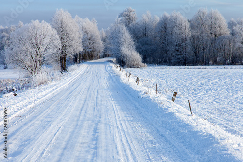 snowy road, Podlaskie region, Poland © Maciej