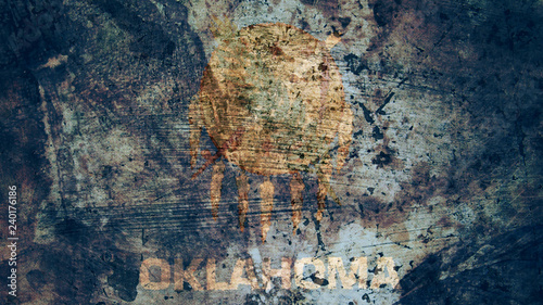 Very Grungy Vintage Oklahoma Flag, Grunge Background Texture