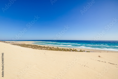 Sotavento lagoon, wind surfing centre, Risco Del Paso, Fuerteventura, Canary Islands, Spain