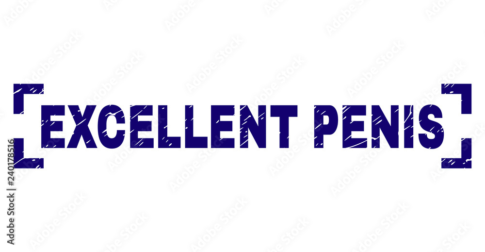 EXCELLENT PENIS title seal stamp with distress texture. Text title is placed between corners. Blue vector rubber print of EXCELLENT PENIS with dust texture. EXCELLENT PENIS title seal stamp with distress texture. Text title is placed between corners. Blue vector rubber print of EXCELLENT PENIS with dust texture.