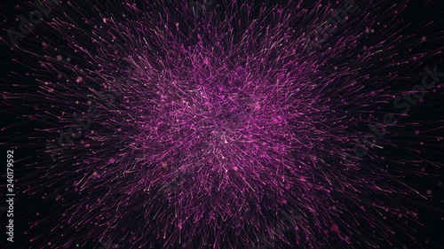 Particle burst on a dark background
