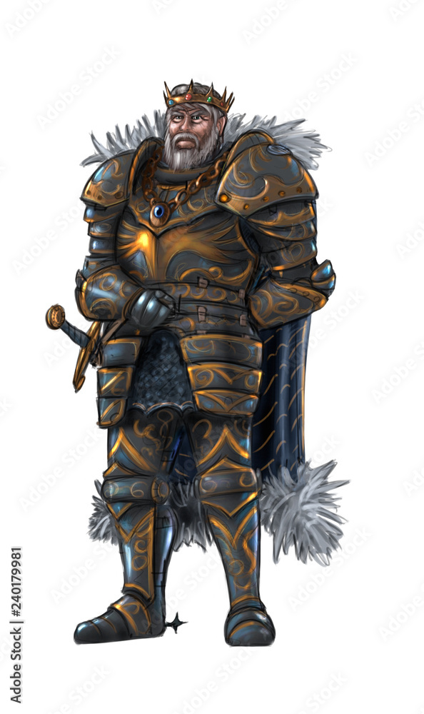 Concept art digital painting or illustration of warrior king in full plate  armor. Stock Illustration | Adobe Stock