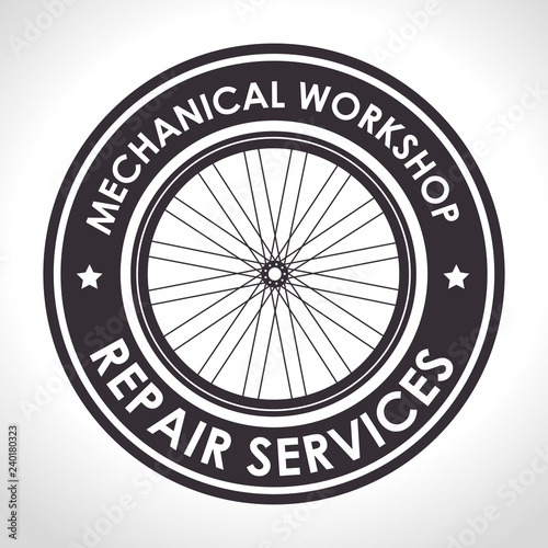 bicycle emblem to mechanical shop repair