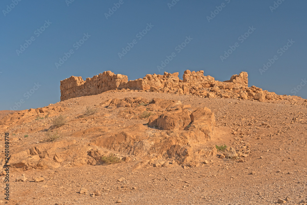Isolated Ruins on Desert Mountain Fortress