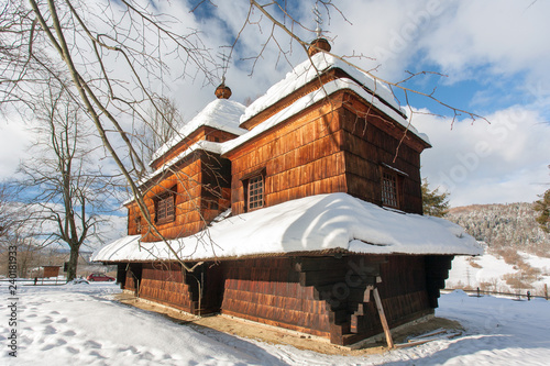 Bieszczady Mountains, Bieszczady National Park, Carpathians Mountains, Poland - January, 2009: wooden Orthodox church in Smolnik