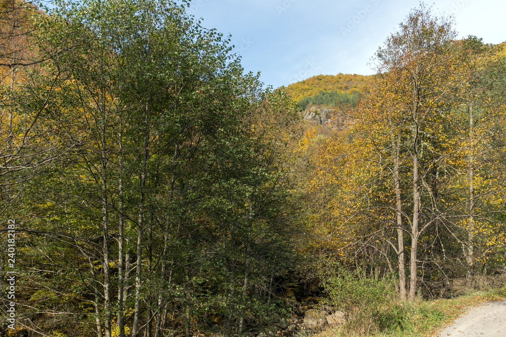 Autumn view of Ecotrail Struilitsa and Devin River gorge, Smolyan Region, Bulgaria Autumn view of Ecotrail Struilitsa and Devin River gorge, Smolyan Region, Bulgaria